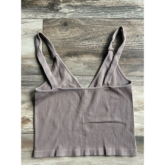 Love Tree Smocked Brown Crop Top Peasant Sleeveless Tank Size M Boho Festival - Picture 2 of 5